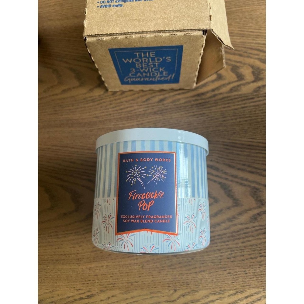 Bath & Body Works Firecracker Pop 3 Wick Candle New
